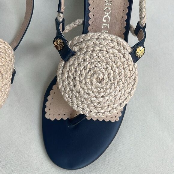 Jack Rogers Reef Edge Leather Sandal in Blue Size 6 - Picture 7 of 14